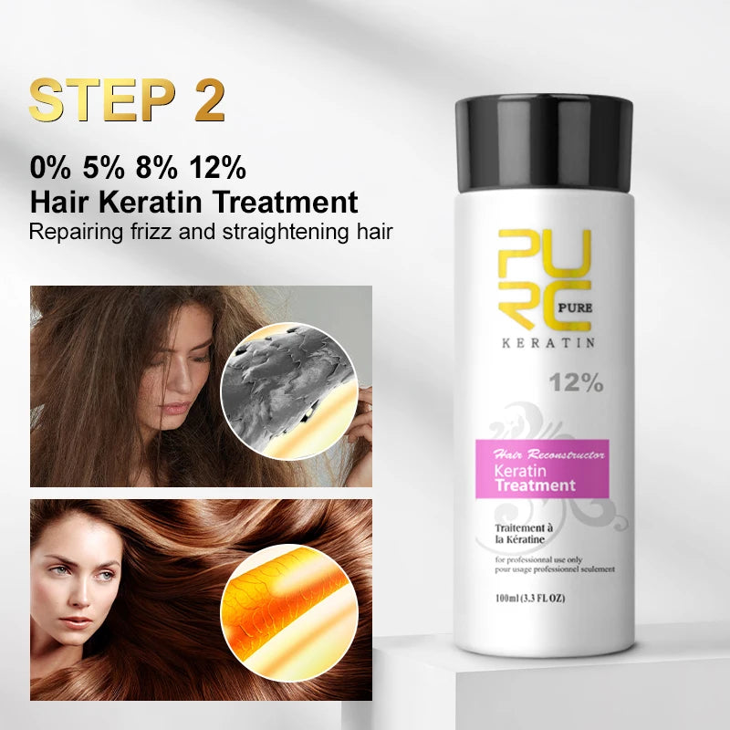 Brazilian Keratin Hair Treatment Straightening Smoothing Keratin Repair Curly Shampoo Keratin Hair Care Product 5% 8% 12%